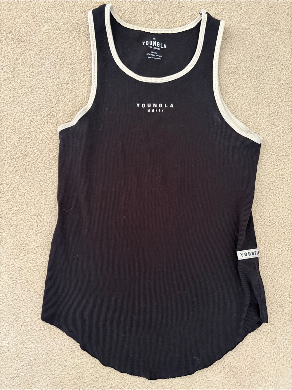 YoungLA Black Tank with Cream Trim